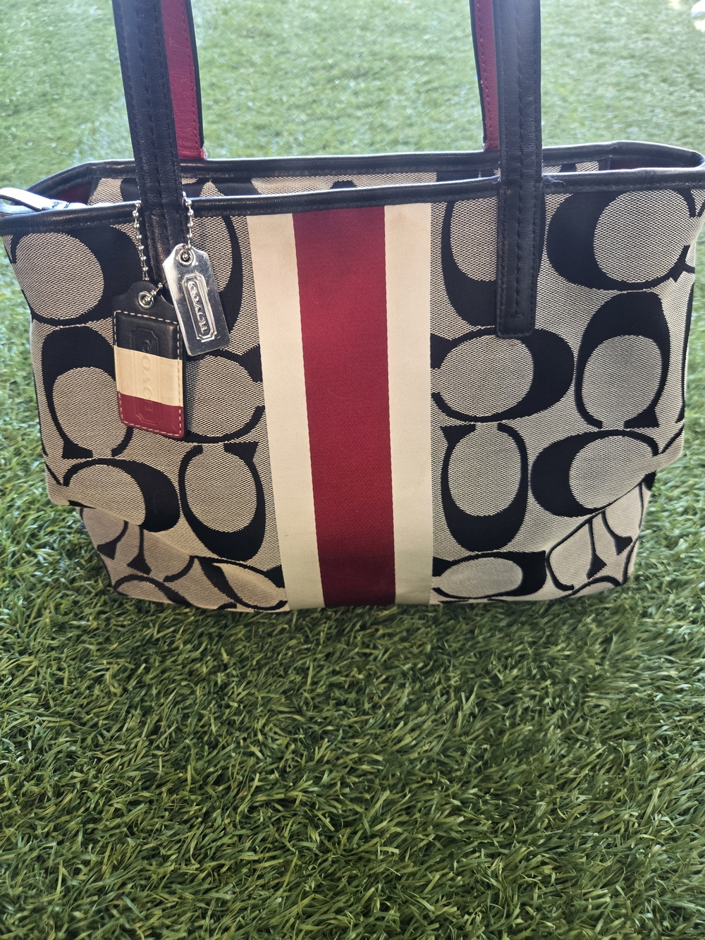 vintage Coach Hamptons Signature Stripe Tote Bag